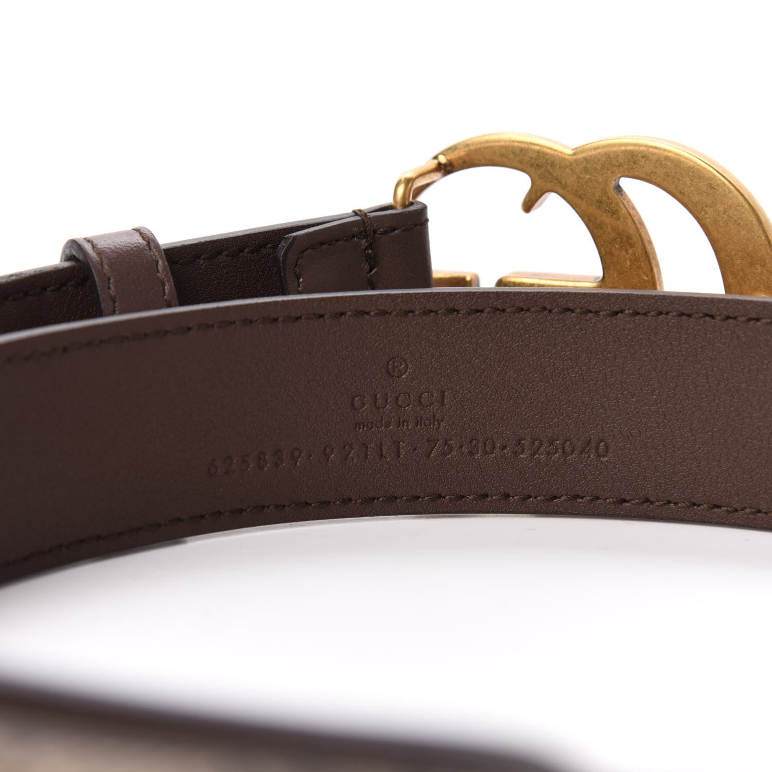 Gucci GG Supreme Monogram Matte Plutone Calfskin Double G 30mm Belt 75 30 Beige Ebony New Acero 3 of 5