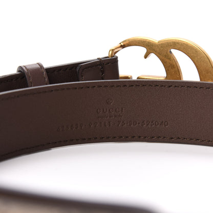 Gucci GG Supreme Monogram Matte Plutone Calfskin Double G 30mm Belt 75 30 Beige Ebony New Acero 3 of 5