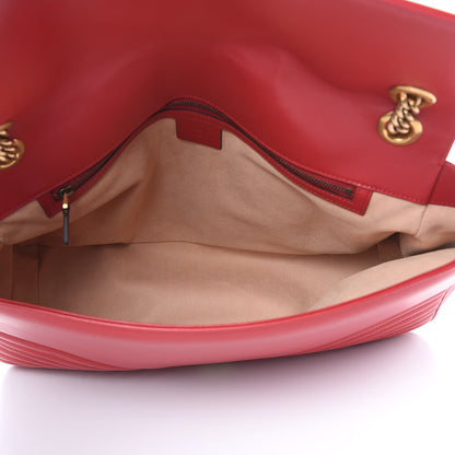 Gucci Calfskin Matelasse Large GG Marmont Shoulder Bag Hibiscus Red 5 of 11