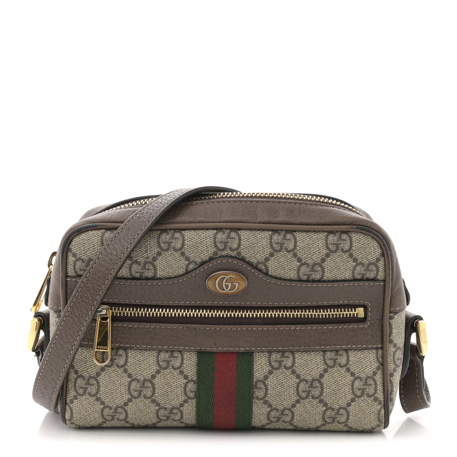 Gucci GG Supreme Monogram Web Mini Ophidia Shoulder Bag Brown 1 of 16