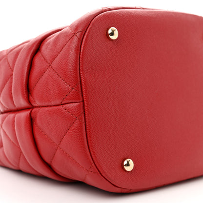 Chanel Caviar Quilted Rolled Up Bucket Drawstring Bag Red 9 of 10