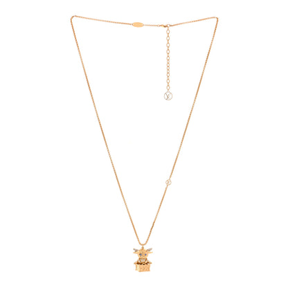 Louis Vuitton Metal Crystal LV Rodeo Pendant Necklace Gold 3 of 8