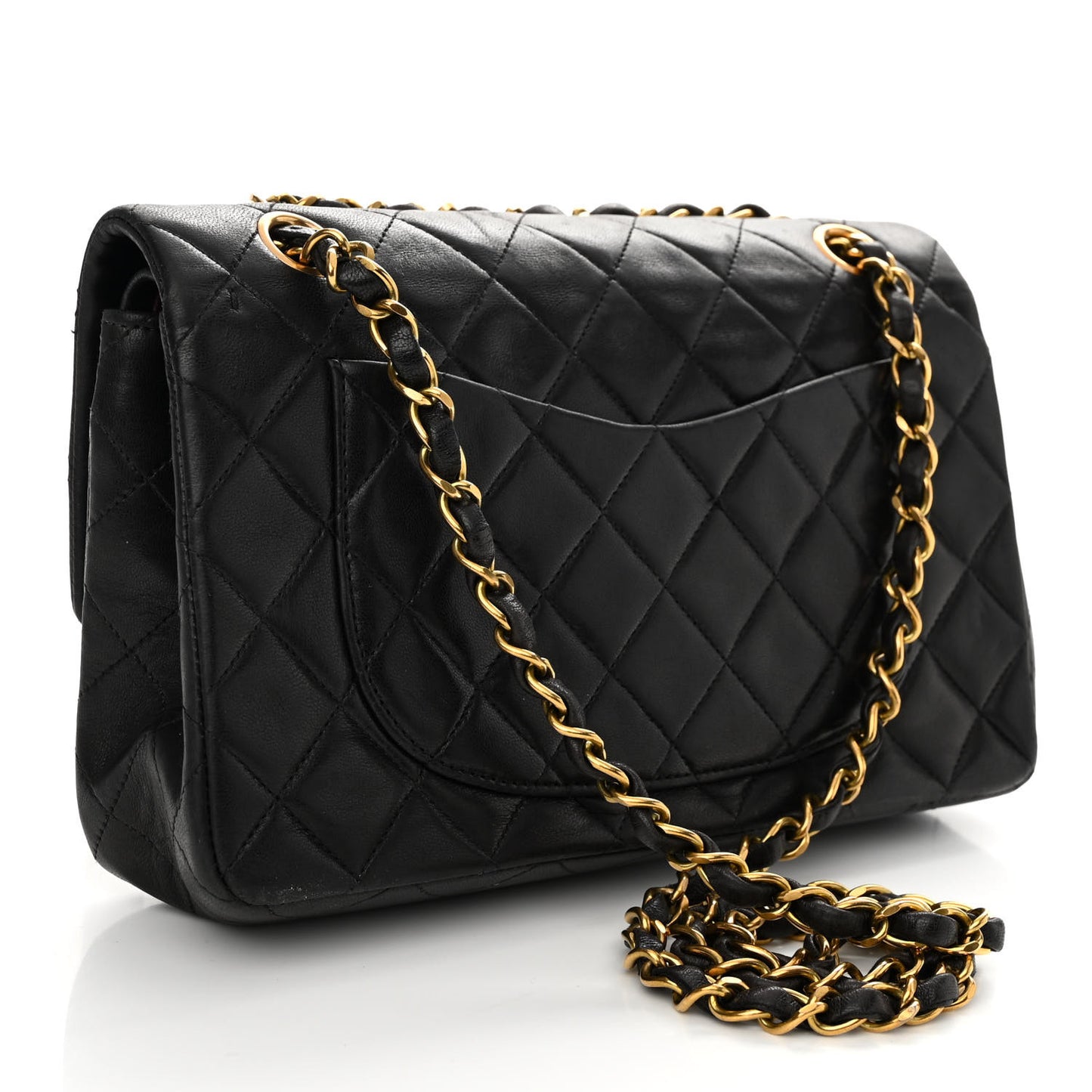 Lambskin Quilted Small Double Flap Black