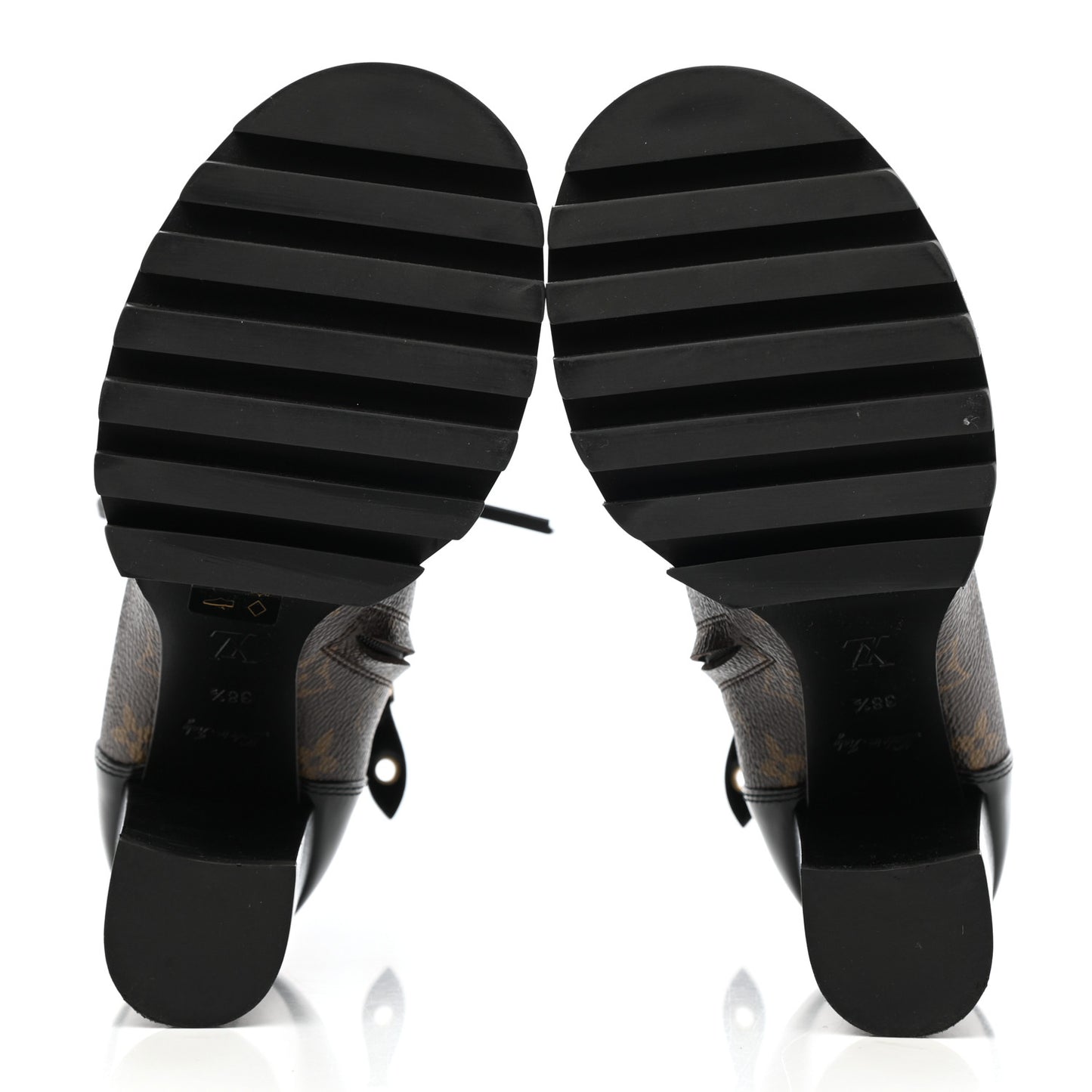 Patent Calfskin Monogram Star Trail Ankle Boots 38.5 Black