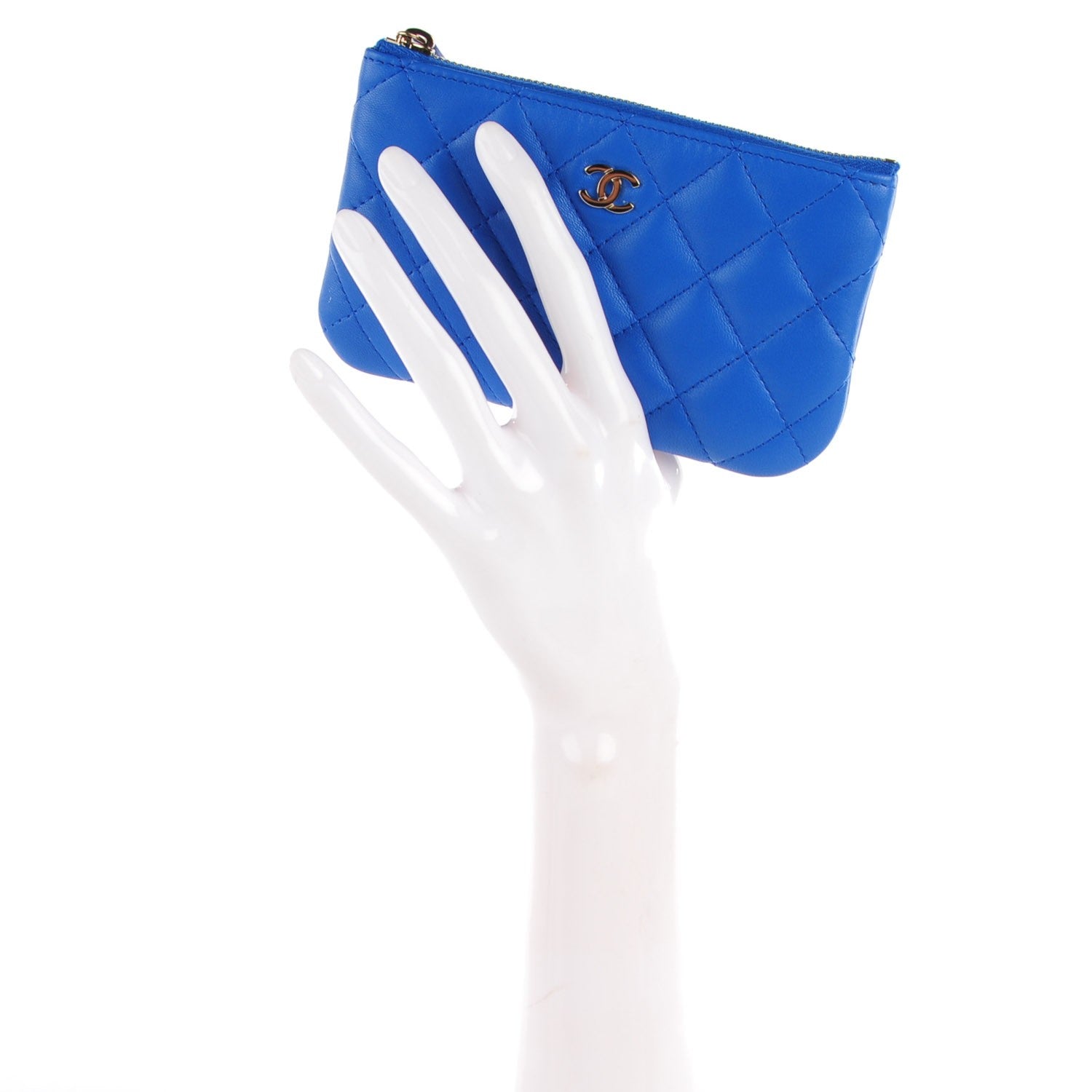 Chanel Lambskin Quilted Coin Purse Case Blue 2 of 8
