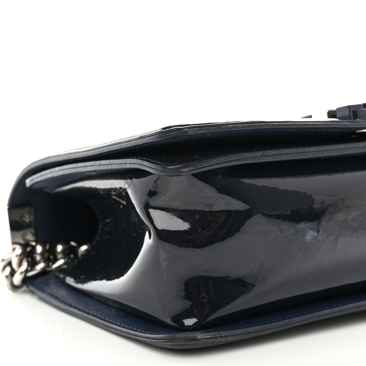 Chanel Patent Calfskin Quilted Medium Plexiglass Boy Flap Navy 9 of 11