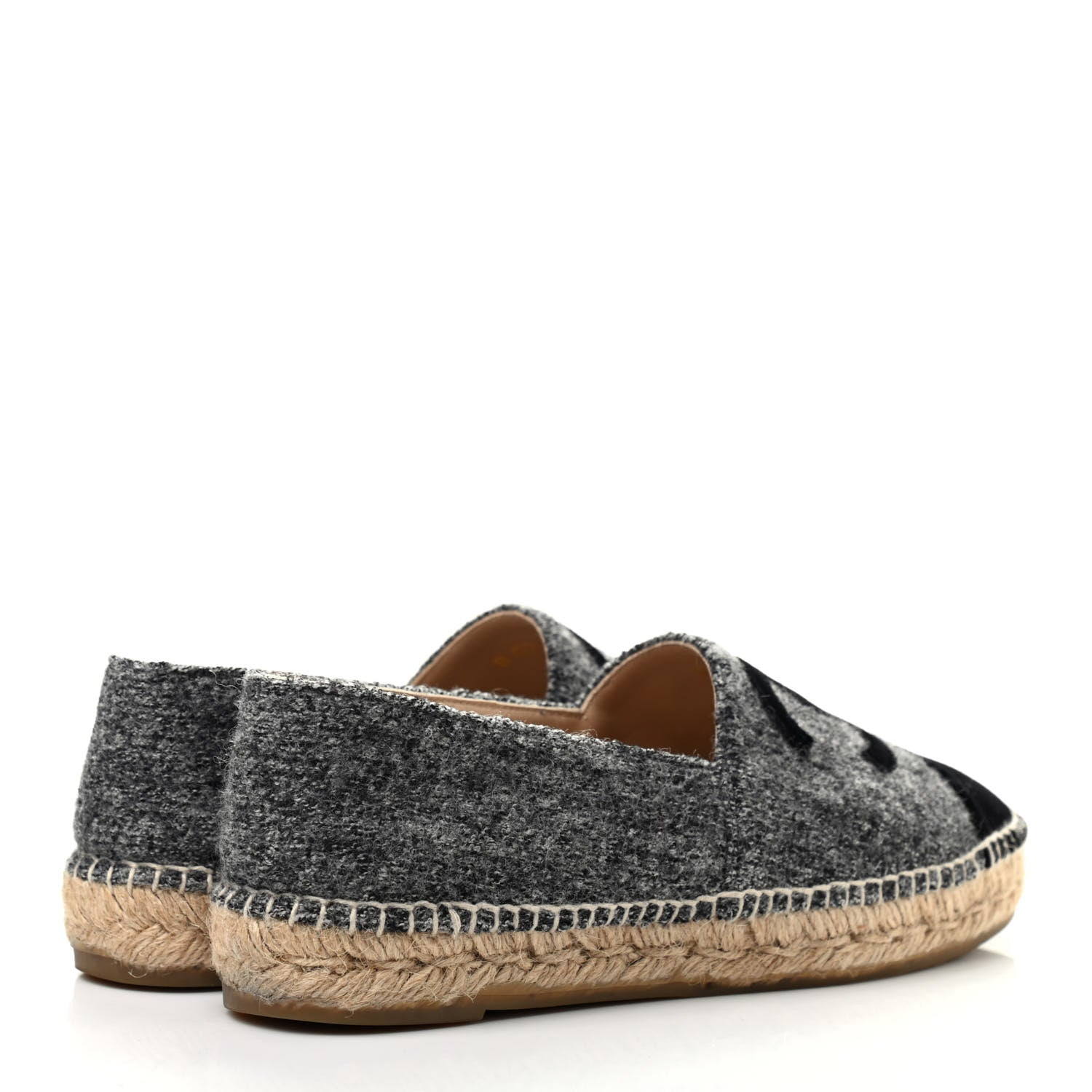 Chanel Tweed Velvet CC Espadrilles 39 Grey Black 4 of 9
