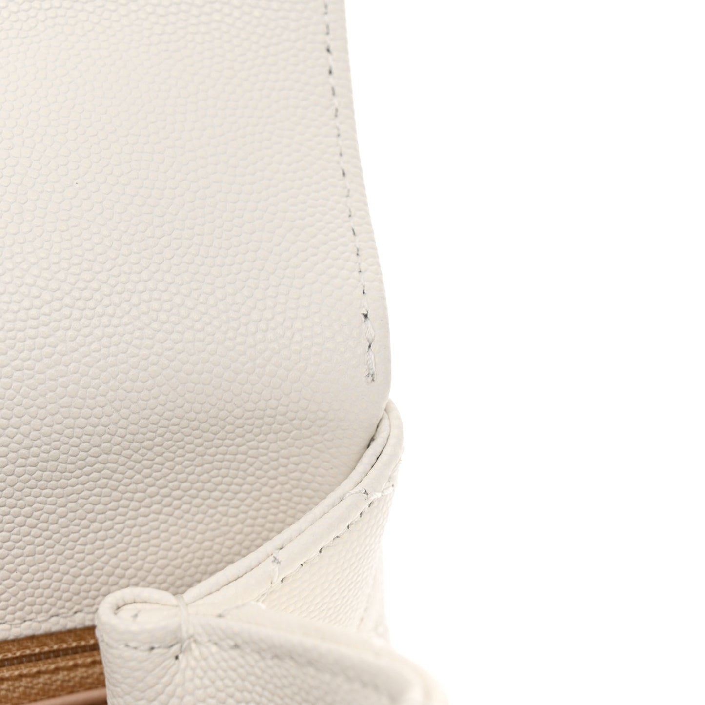 Caviar Quilted Small Chain Coco Handle Flap White