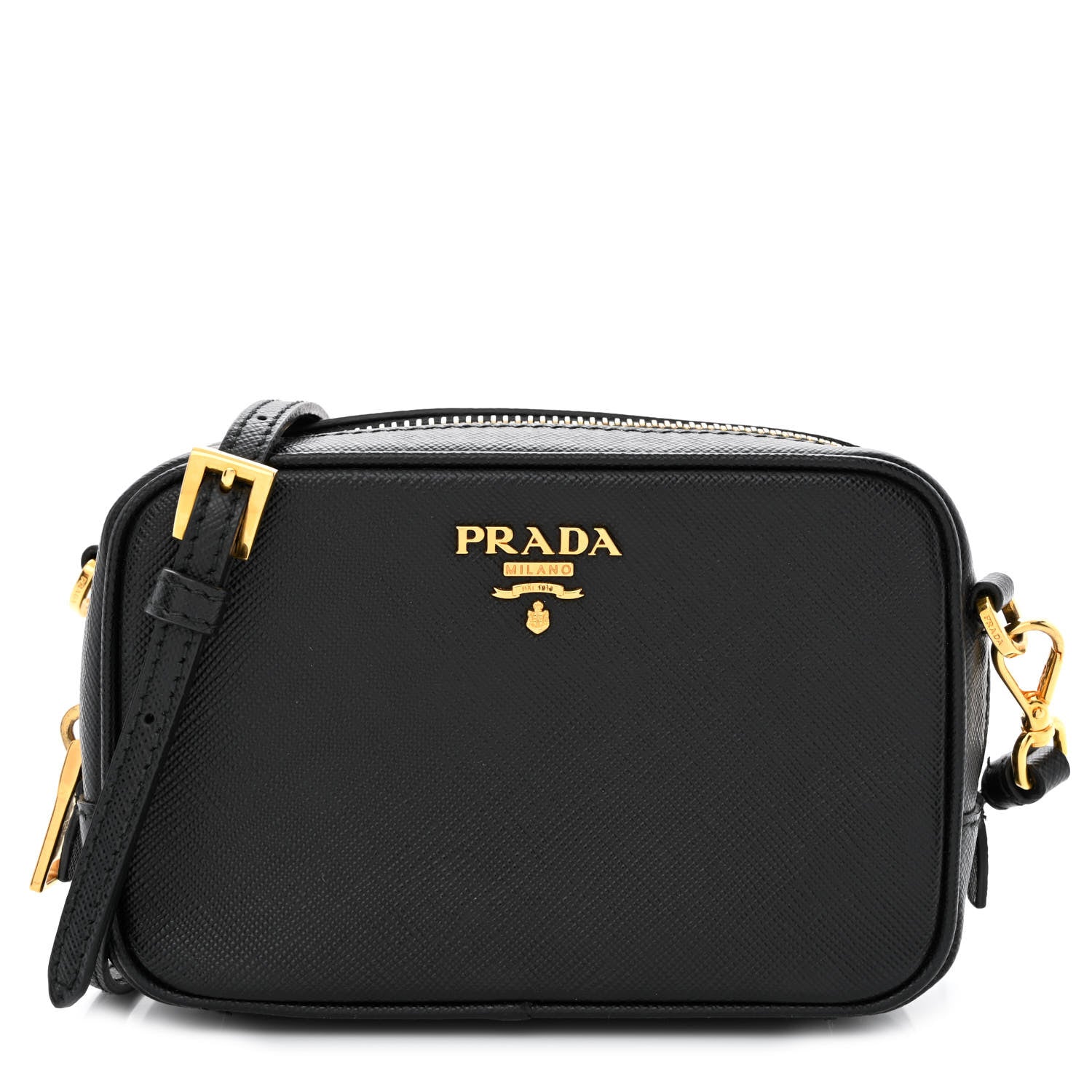 Prada Saffiano Mini Camera Crossbody Bag Black 1 of 14
