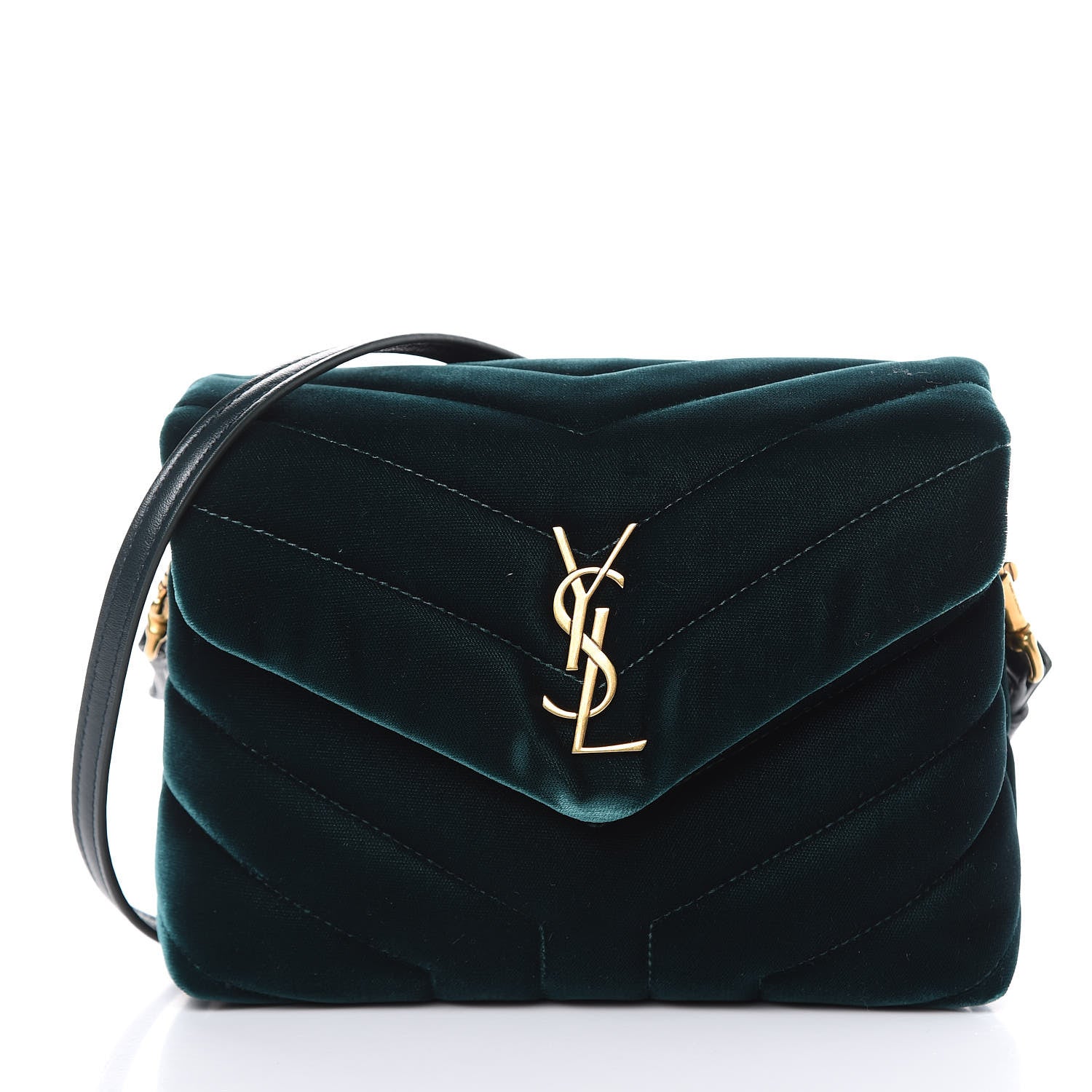 Saint Laurent Velvet Y Quilted Monogram Toy Loulou Chain Satchel Dark Ottanio 1 of 13