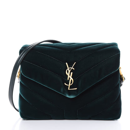 Saint Laurent Velvet Y Quilted Monogram Toy Loulou Chain Satchel Dark Ottanio 1 of 13