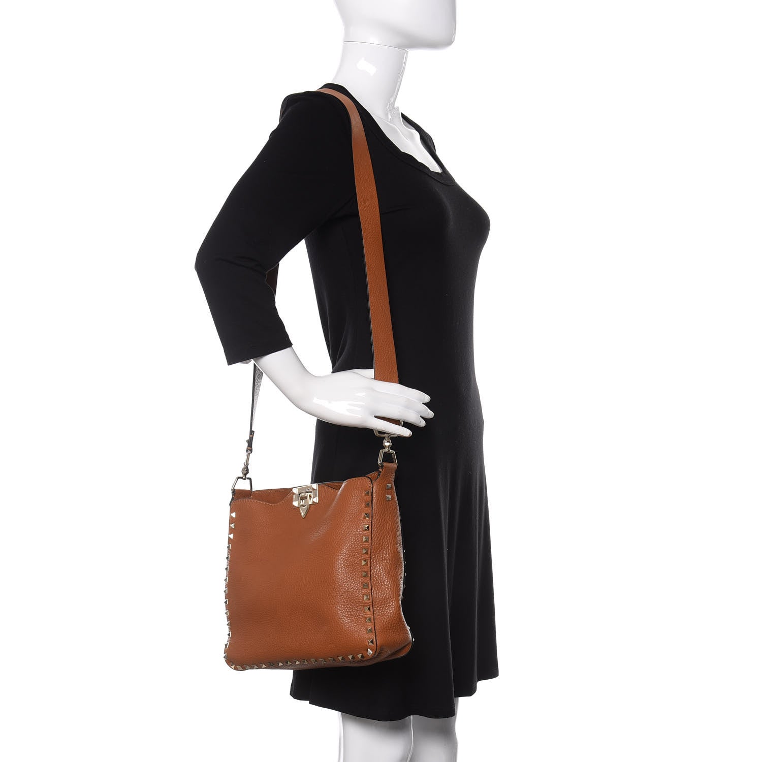 Valentino Garavani Pebbled Calfskin Small Rockstud Flip-Lock Messenger Bag Light Cuir 2 of 11