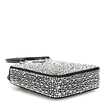 Prada Satin Crystal Metal Triangle Logo Small Double Handle Crossbody Tote Metal 4 of 9