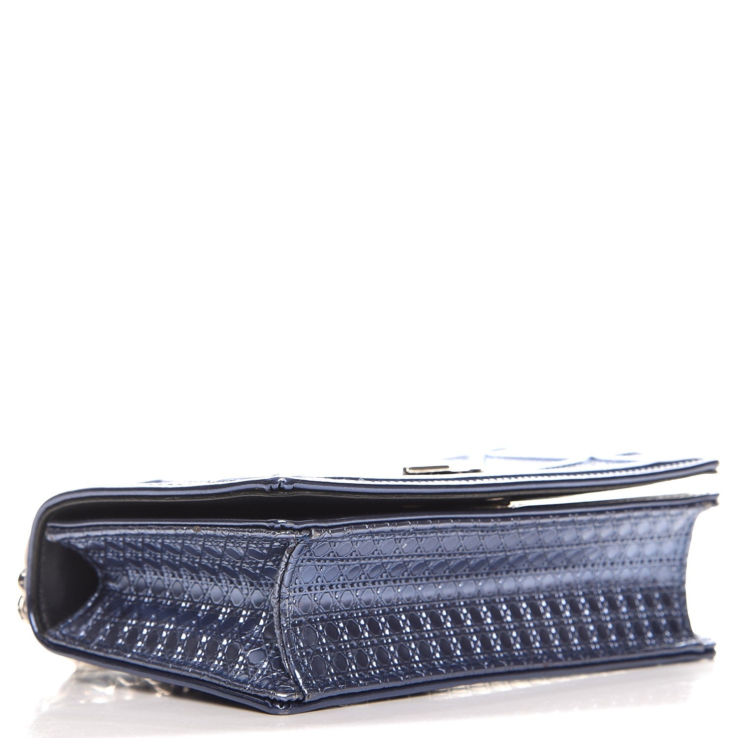 Christian Dior Metallic Patent Micro-Cannage Mini Diorama Flap Bag Blue 4 of 6