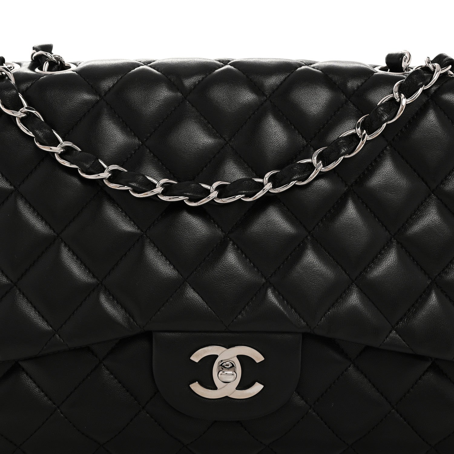 Chanel Lambskin Quilted Jumbo Single Flap Black 8 of 10