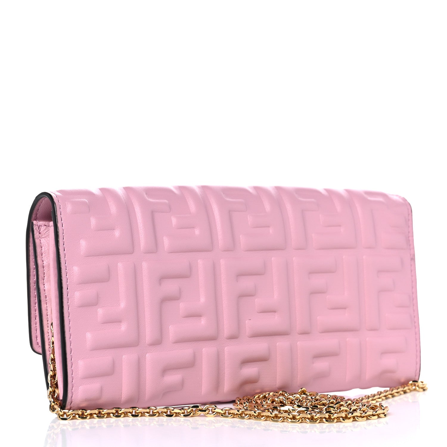 Fendi Nappa Matisse FF Embossed Continental Wallet On Chain Rosa Acquerello 3 of 9