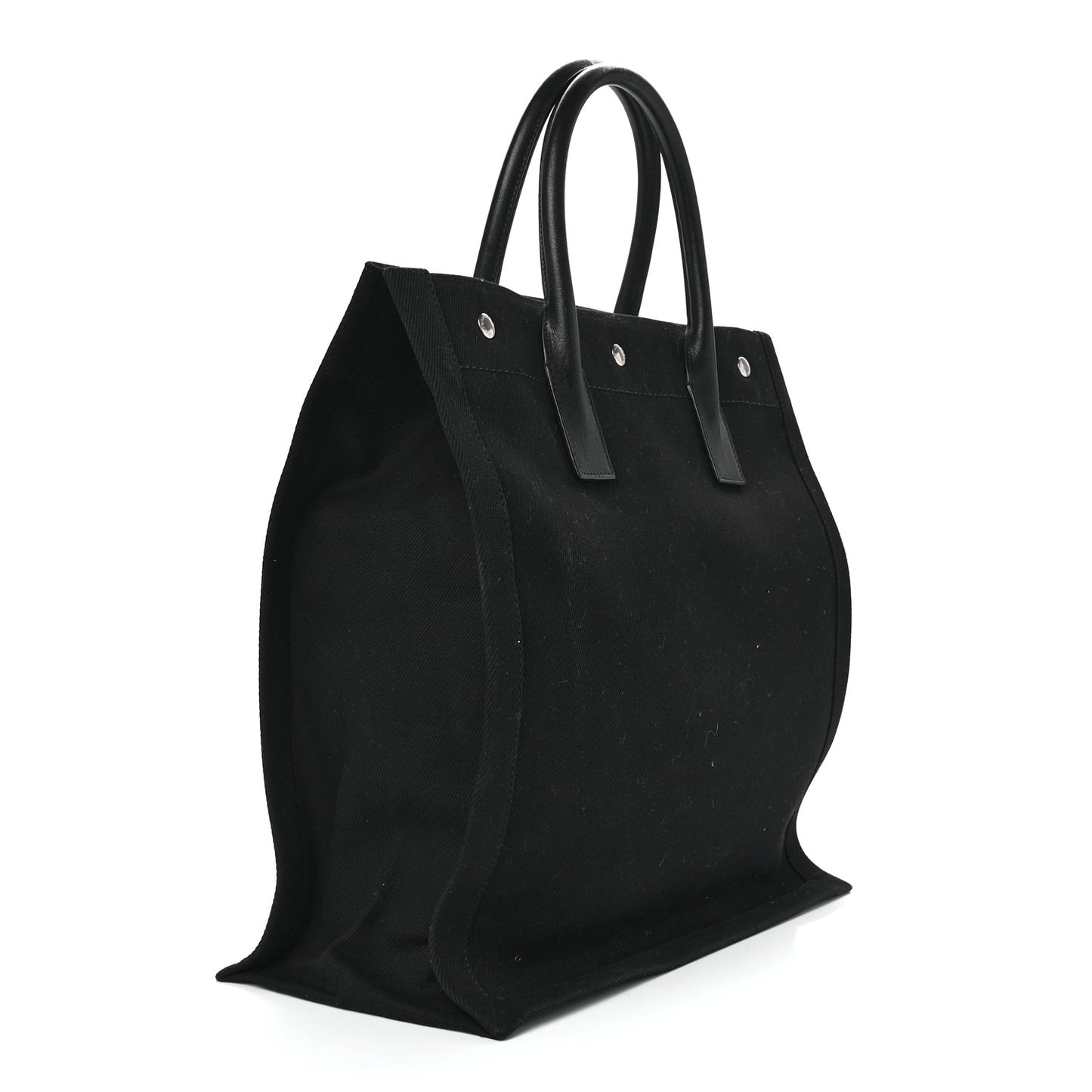Linen Calfskin Rive Gauche North South Tote Black