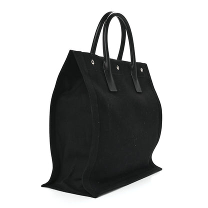 Saint Laurent Linen Calfskin Rive Gauche North South Tote Black 3 of 11