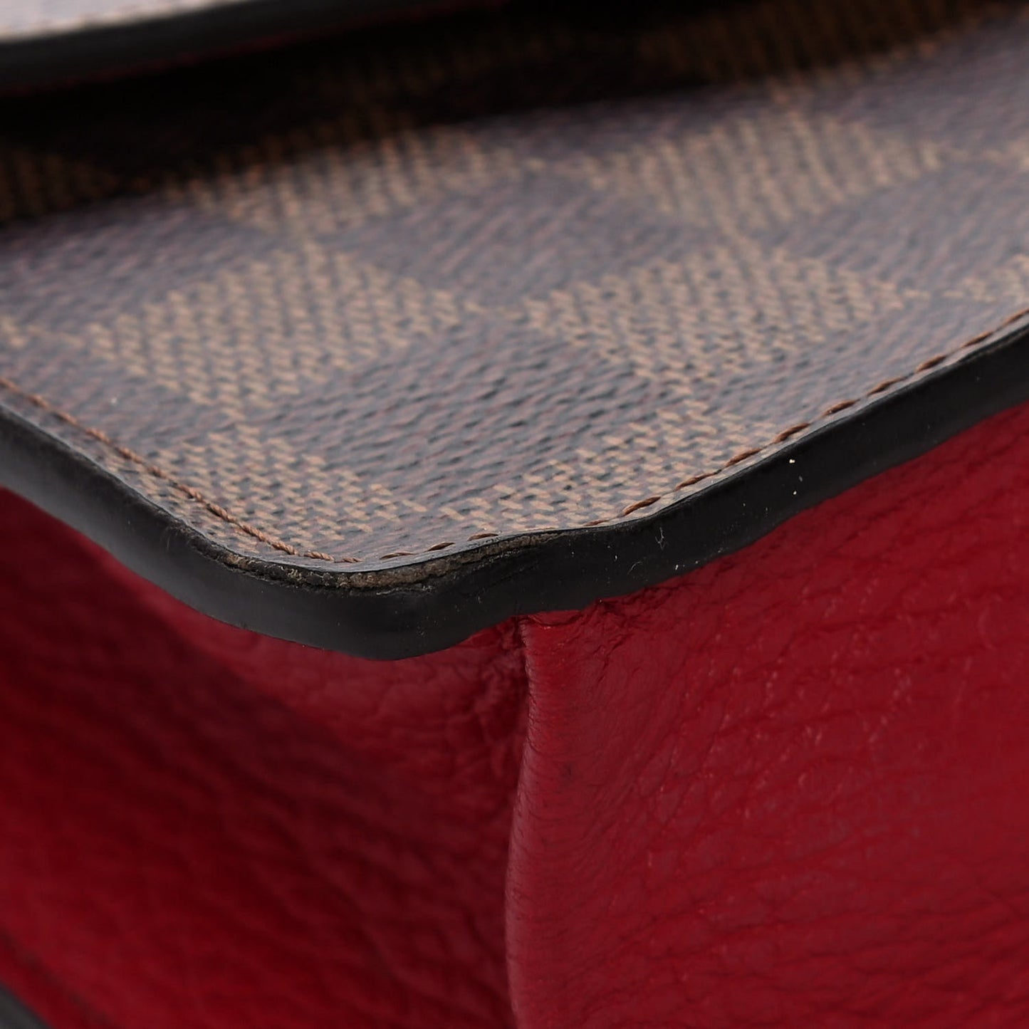 Damier Ebene Croisette Chain Wallet Scarlet