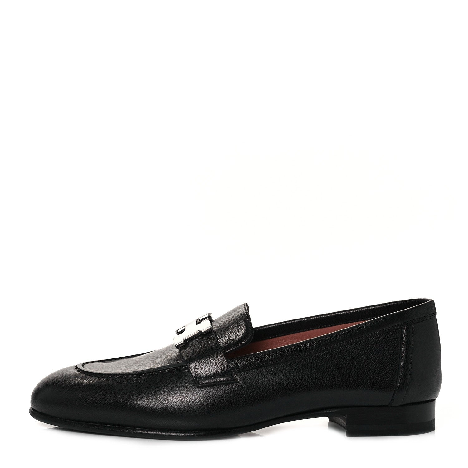 Hermes Goatskin Womens Paris Loafers 35.5 Black 1 of 9