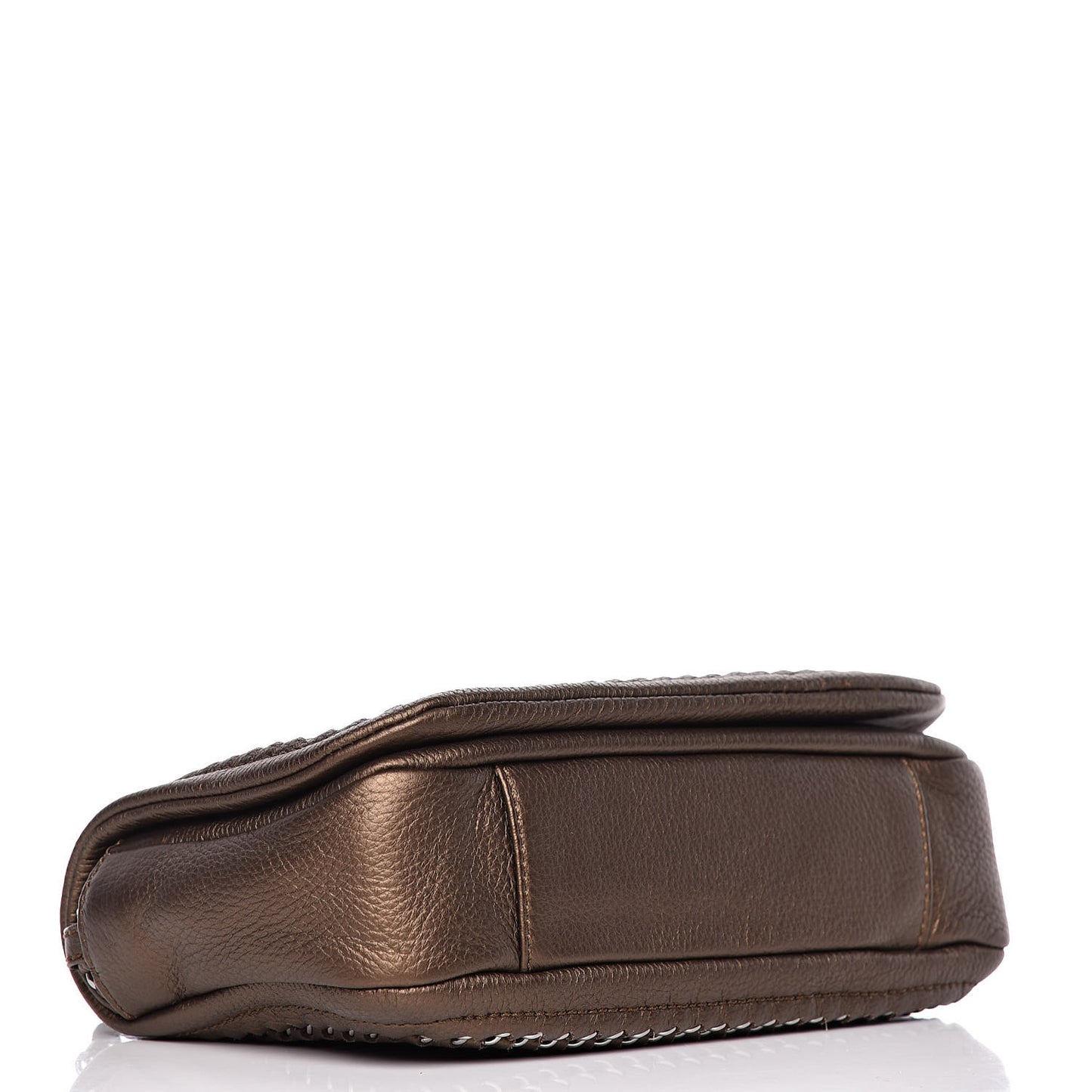 Metallic Deerskin Small Luxe Ligne Flap Bronze
