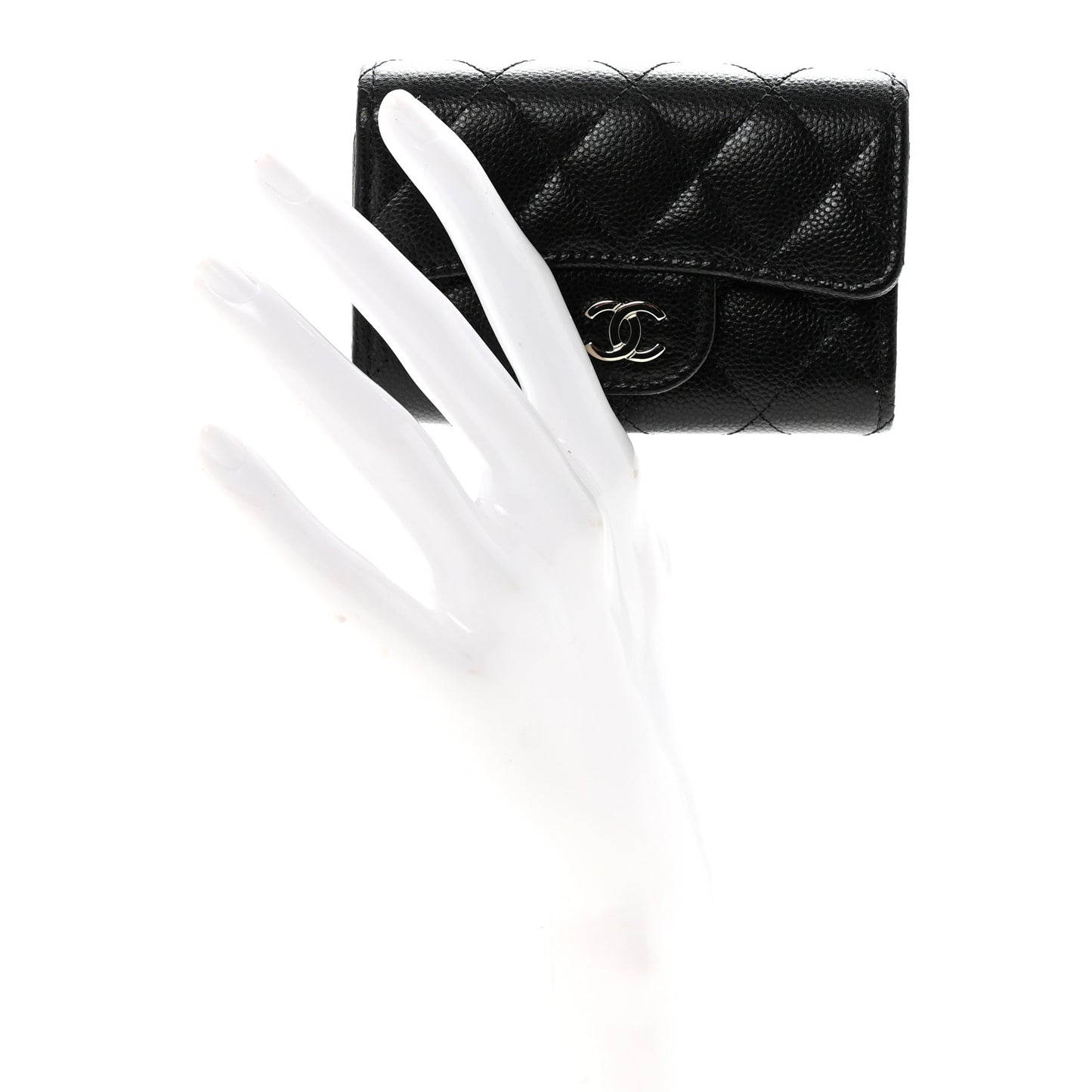 Caviar Quilted Classic 4 Key Holder Wallet Black