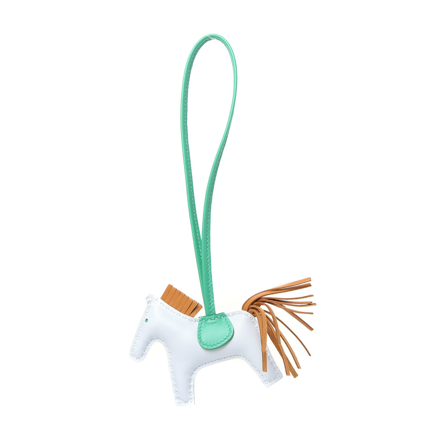 Hermes Milo Lambskin Grigri Rodeo Horse Bag Charm PM Bleu Brume Sesame Menthe 1 of 3
