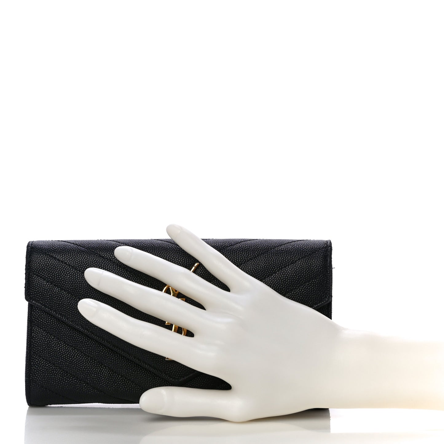 Grain De Poudre Matelasse Chevron Monogram Flap Wallet Black