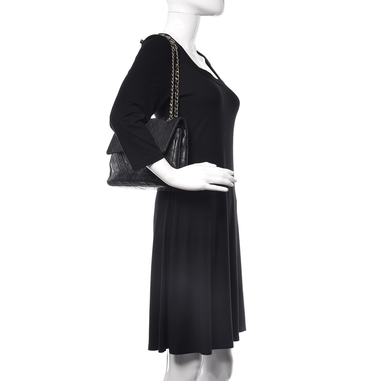 Lambskin Quilted Medium Double Flap Black
