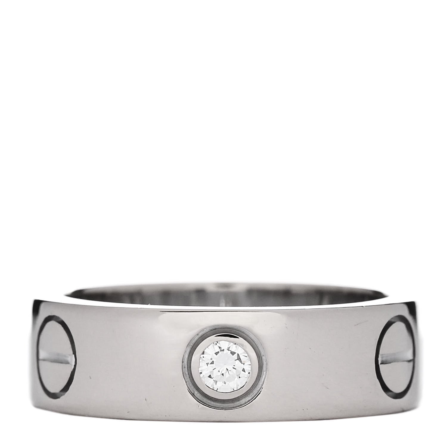 Cartier 18K White Gold 3 Diamond 5.5mm LOVE Ring 50 5.25 1 of 6