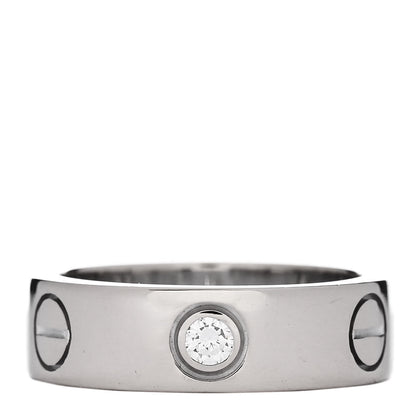 Cartier 18K White Gold 3 Diamond 5.5mm LOVE Ring 50 5.25 1 of 6