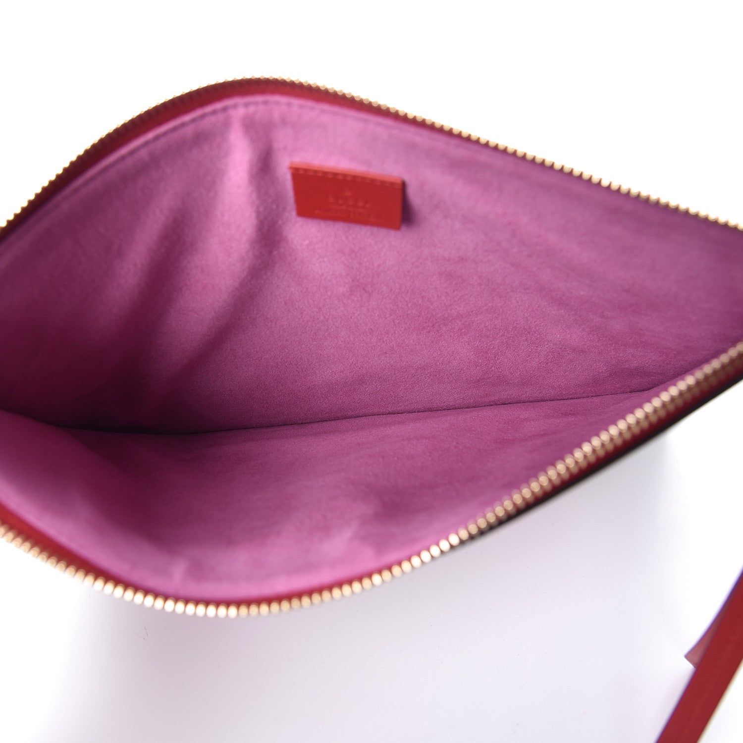 Gucci GG Supreme Monogram Bosco Patch Zip Pouch Beige Malva Hibiscus Red 5 of 8