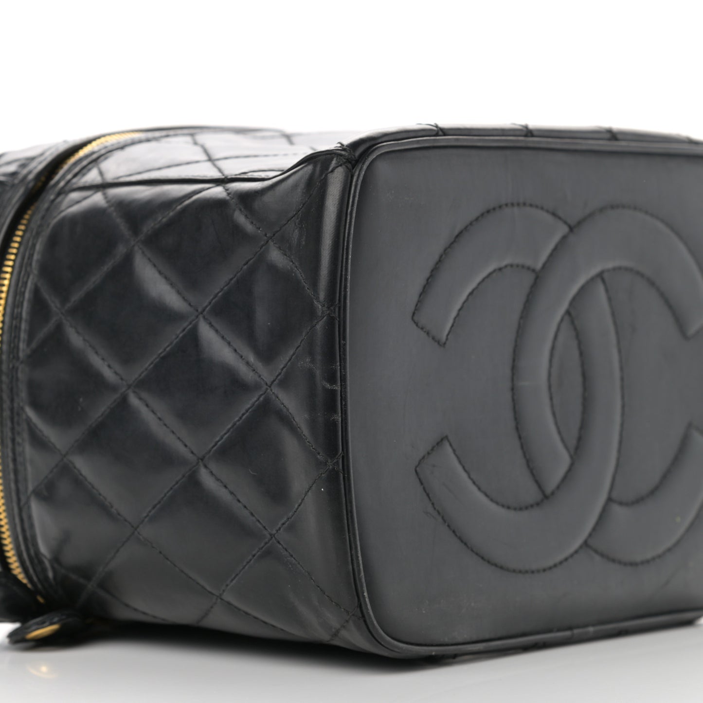 Lambskin Quilted Vanity Pouch Black