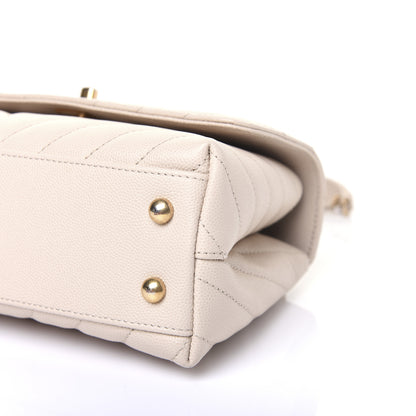 Chanel Caviar Lizard Chevron Quilted Mini Coco Handle Flap Ivory 7 of 17
