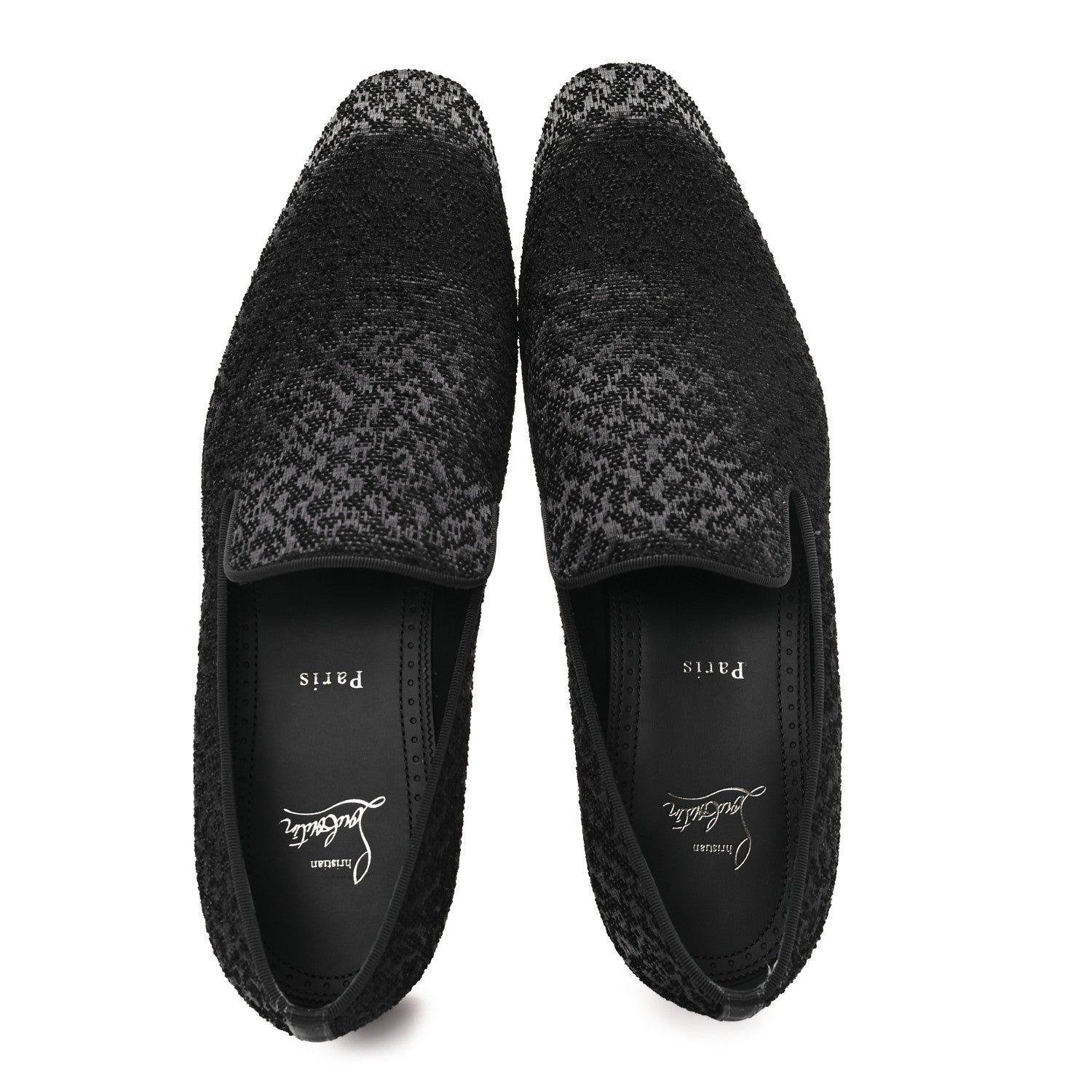 Christian Louboutin Embroidered Mens Flat Loafer 43 Black 2 of 8