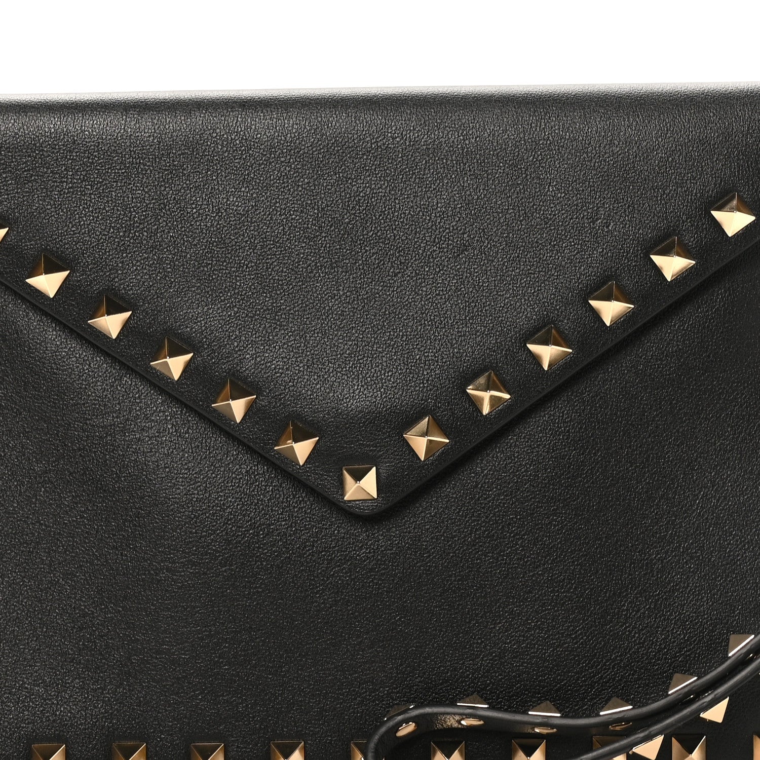 Valentino Garavani Vitello Medium Rockstud Envelope Flat Wristlet Pouch Black 7 of 7