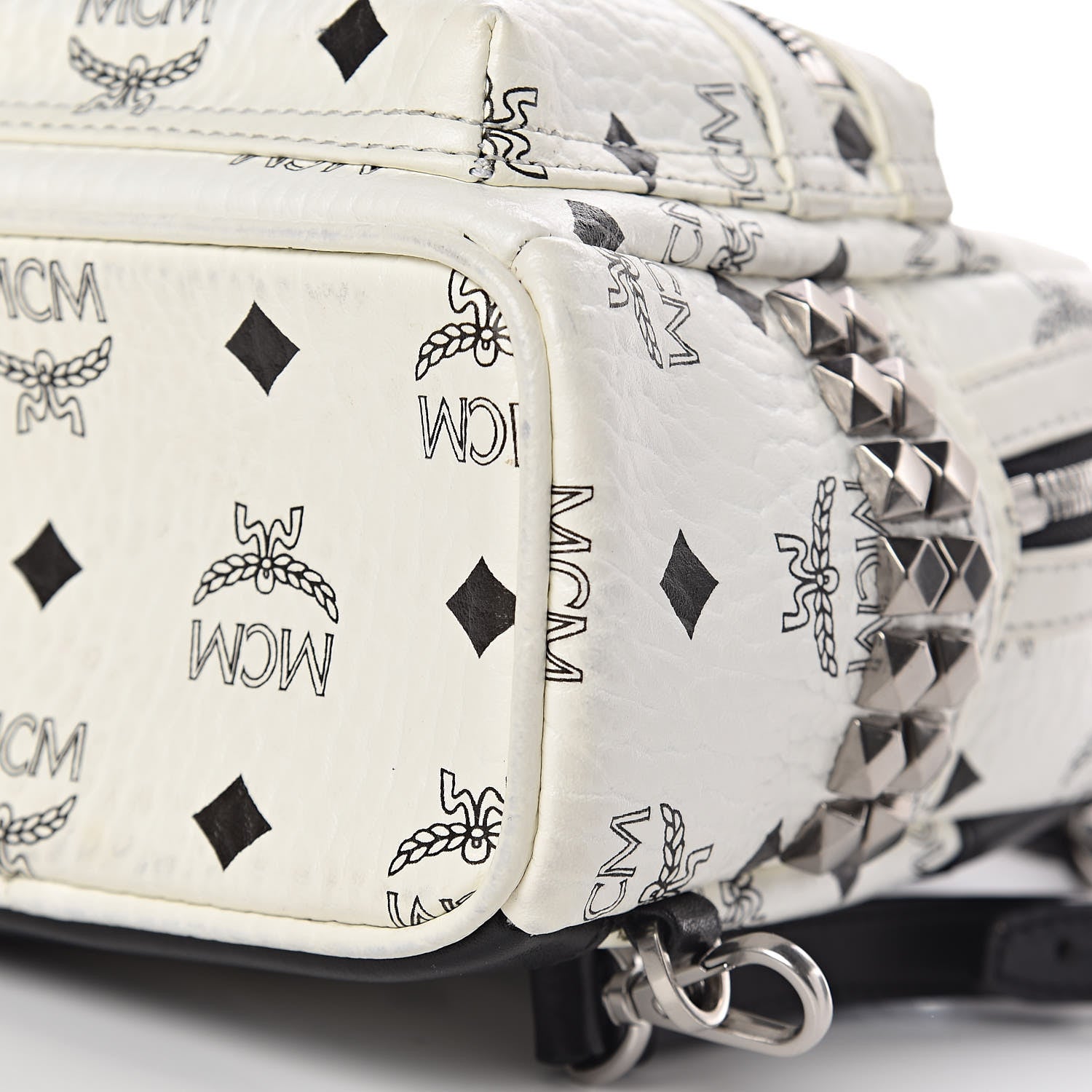 MCM Visetos Studded X-Mini Bebe Boo Backpack White 10 of 10