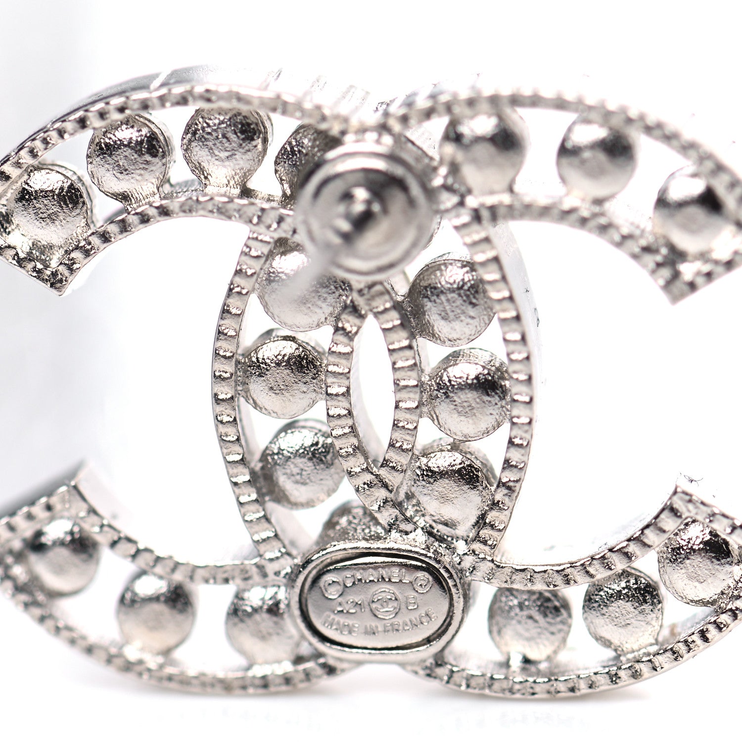 Chanel Crystal CC Earrings Silver 3 of 4