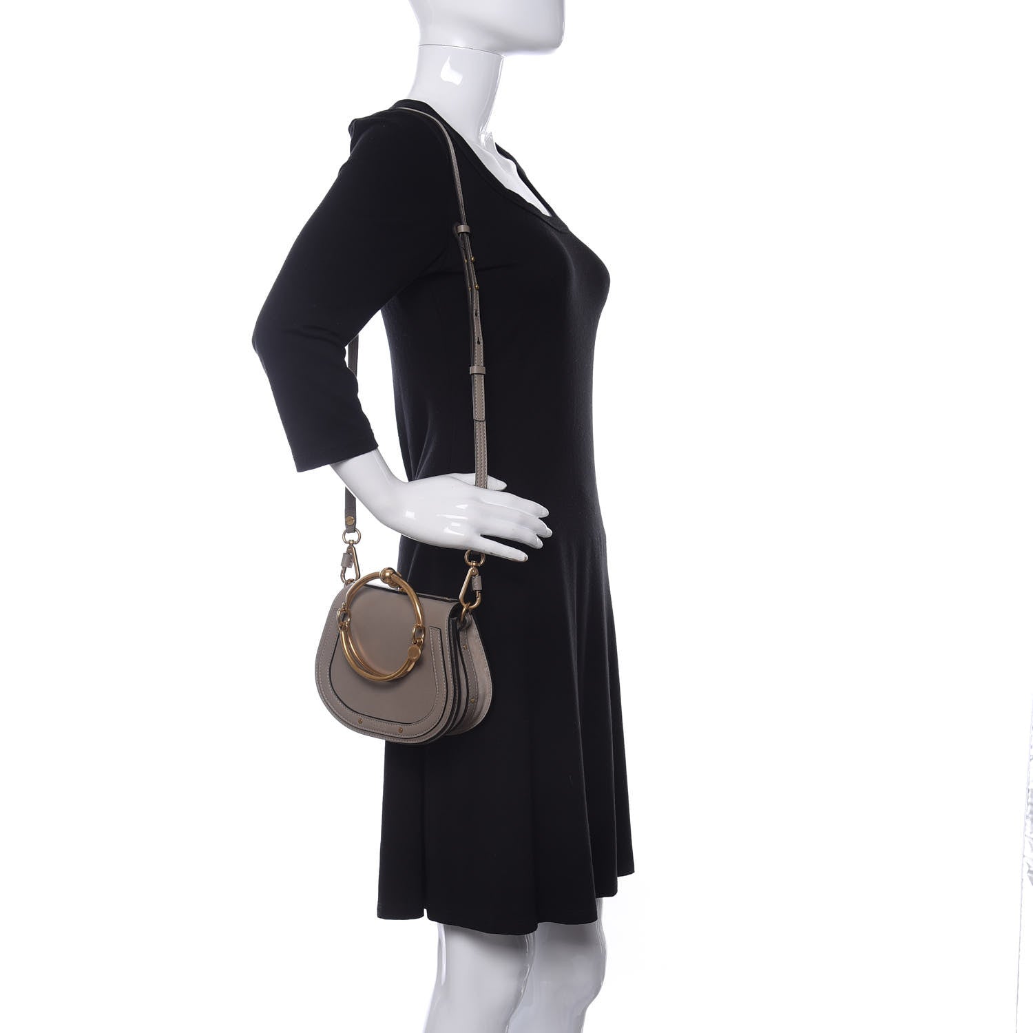 Chloe Calfskin Suede Small Nile Bracelet Bag Motty Grey 2 of 10
