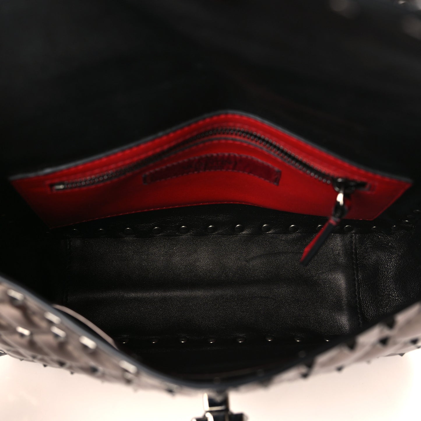 Metallic Patent Medium Rockstud Spike Shoulder Bag Rutenio