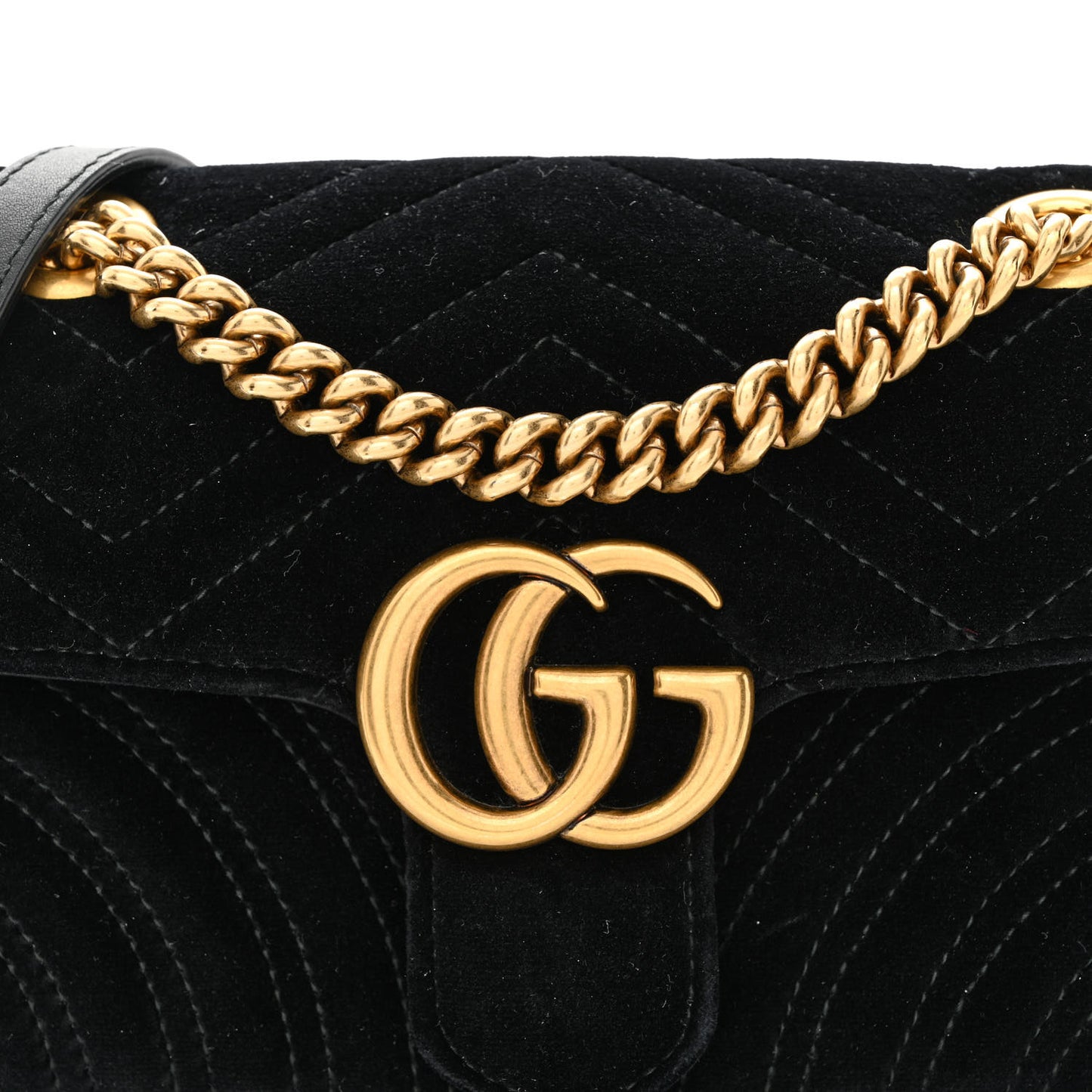 Velvet Matelasse Mini GG Marmont Shoulder Bag Black