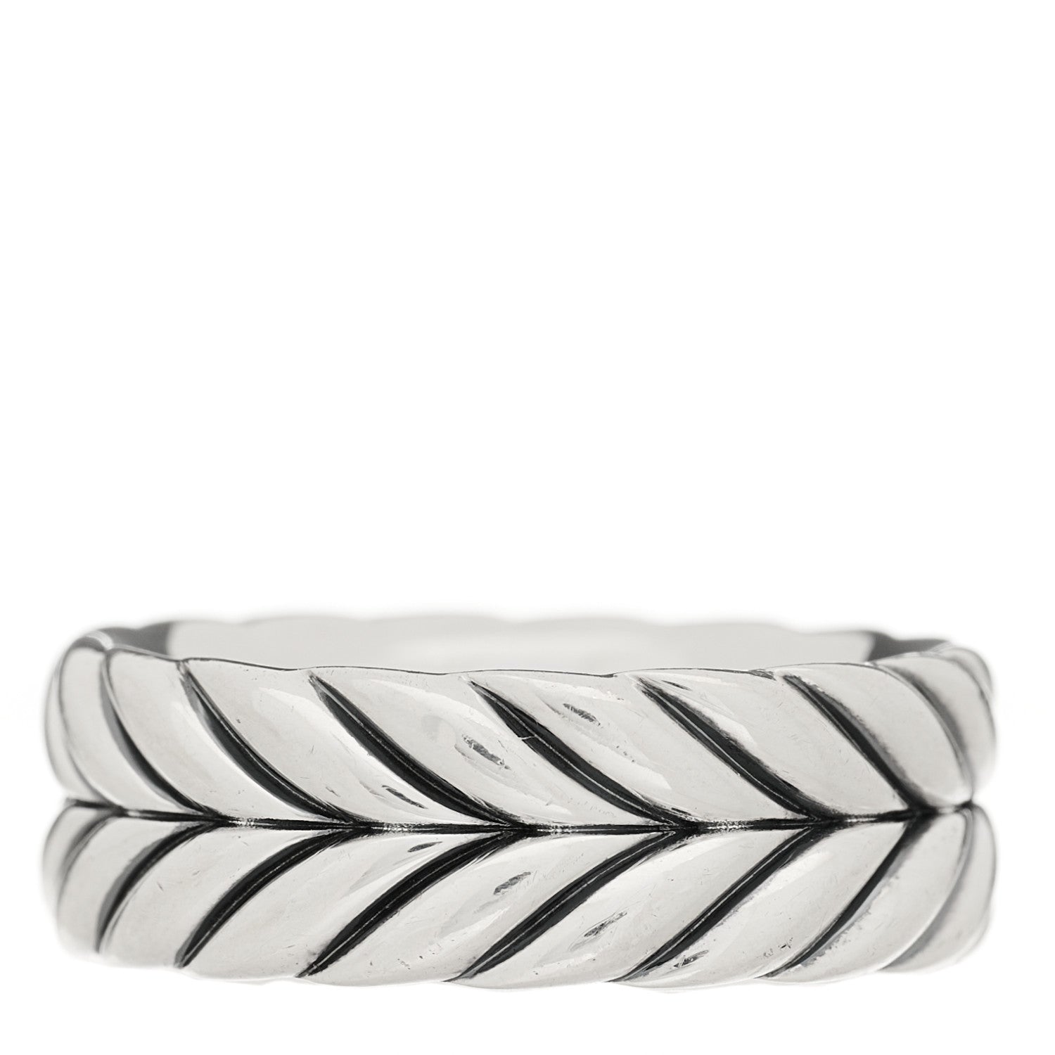 David Yurman Sterling Silver 9mm Chevron Band Ring 58 8.25 3 of 7