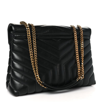 Saint Laurent Calfskin Y Quilted Monogram Medium Loulou Chain Satchel Black 3 of 10