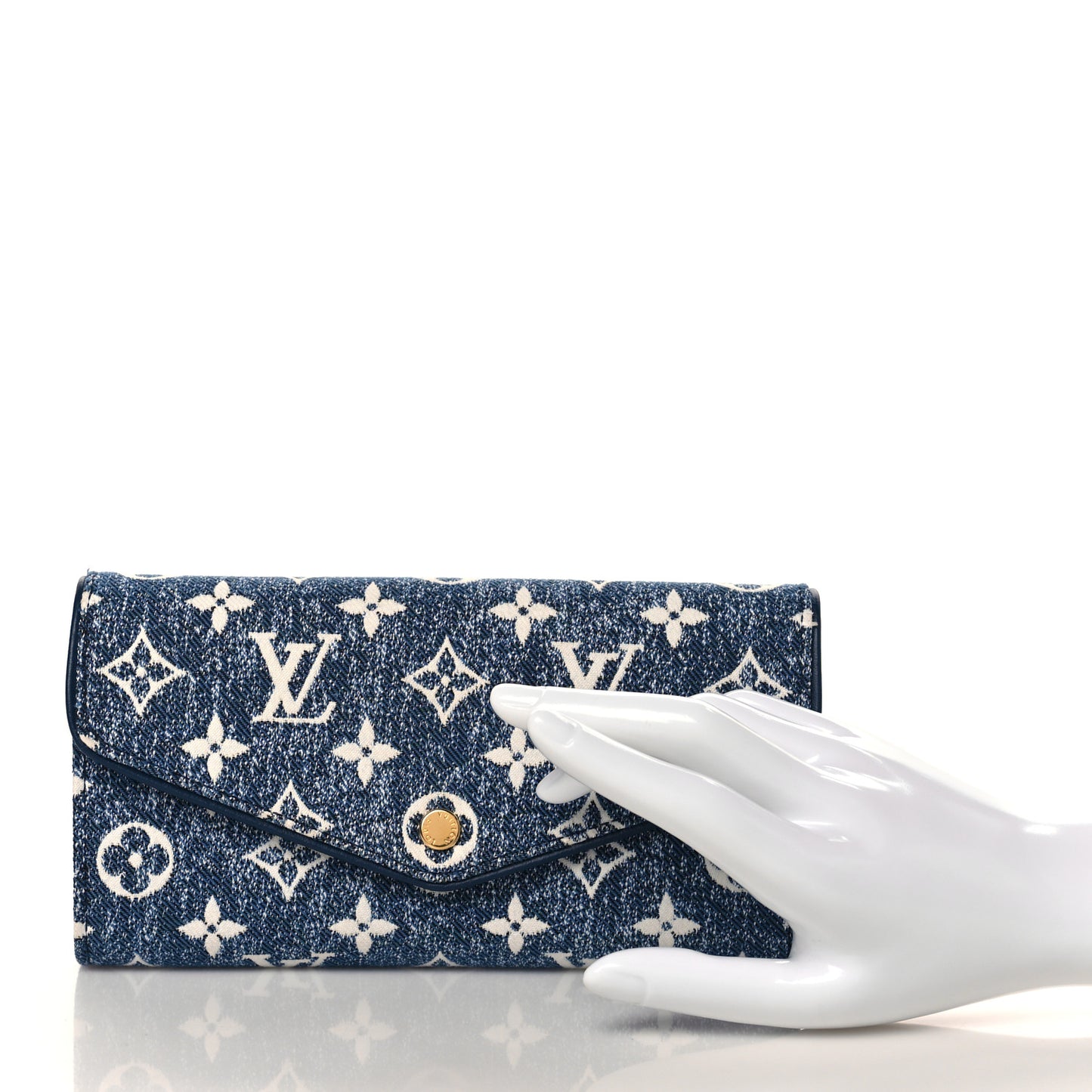 Monogram Jacquard Denim Sarah Wallet Bleu