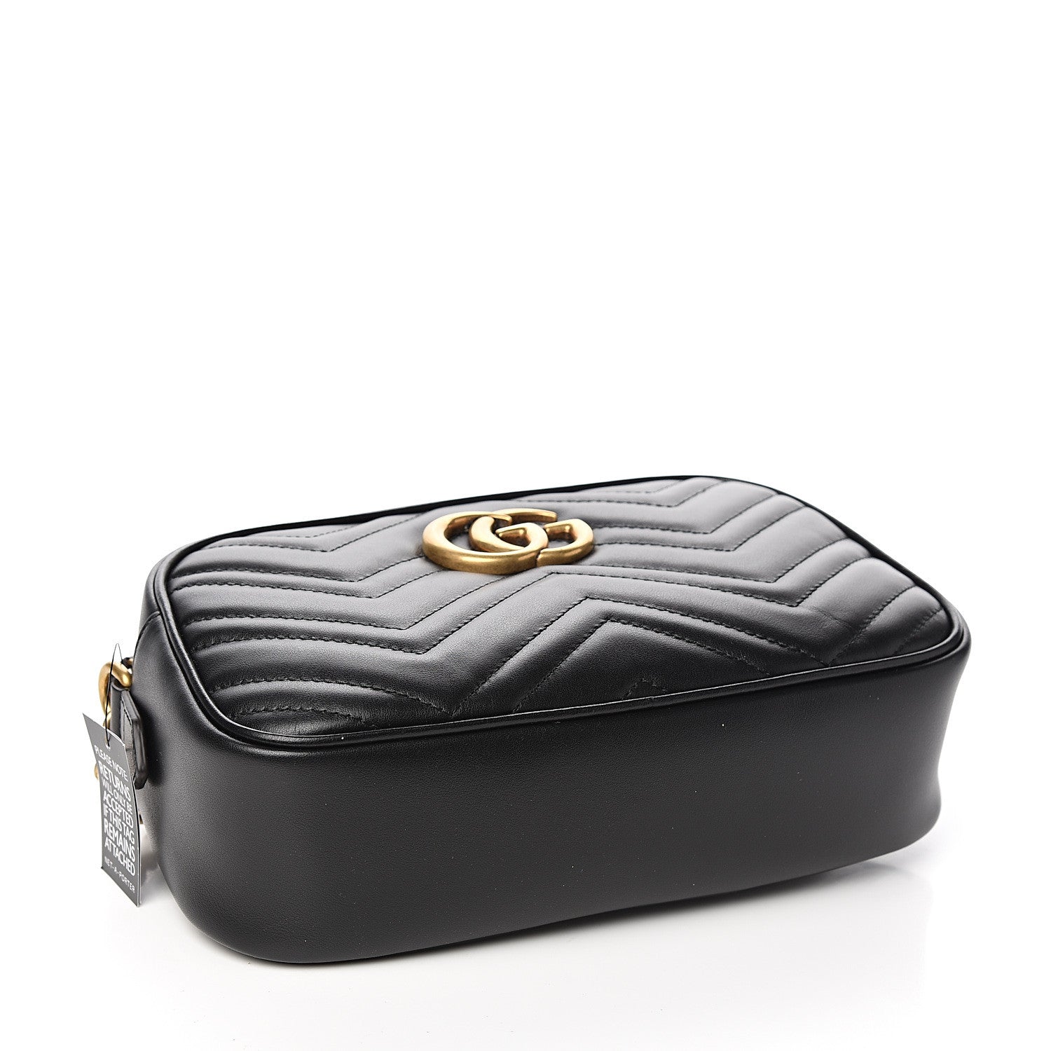 Gucci Calfskin Matelasse Small GG Marmont Chain Shoulder Bag Black 3 of 9