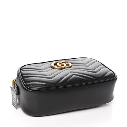 Gucci Calfskin Matelasse Small GG Marmont Chain Shoulder Bag Black 3 of 9