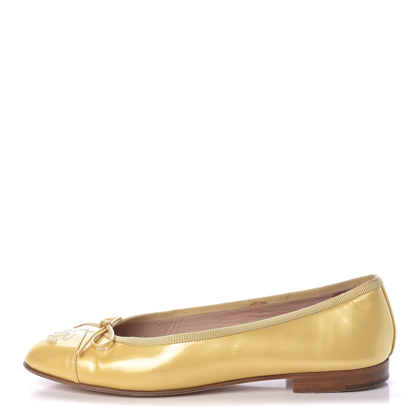 Calfskin Patent CC Cap Toe Ballerina Flats 39 Yellow