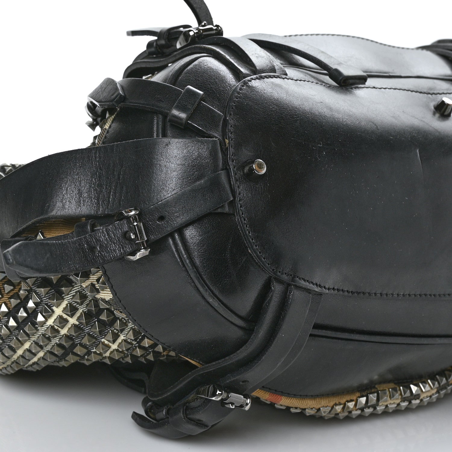 Burberry Calfskin House Check Studded Rowan Black 8 of 9