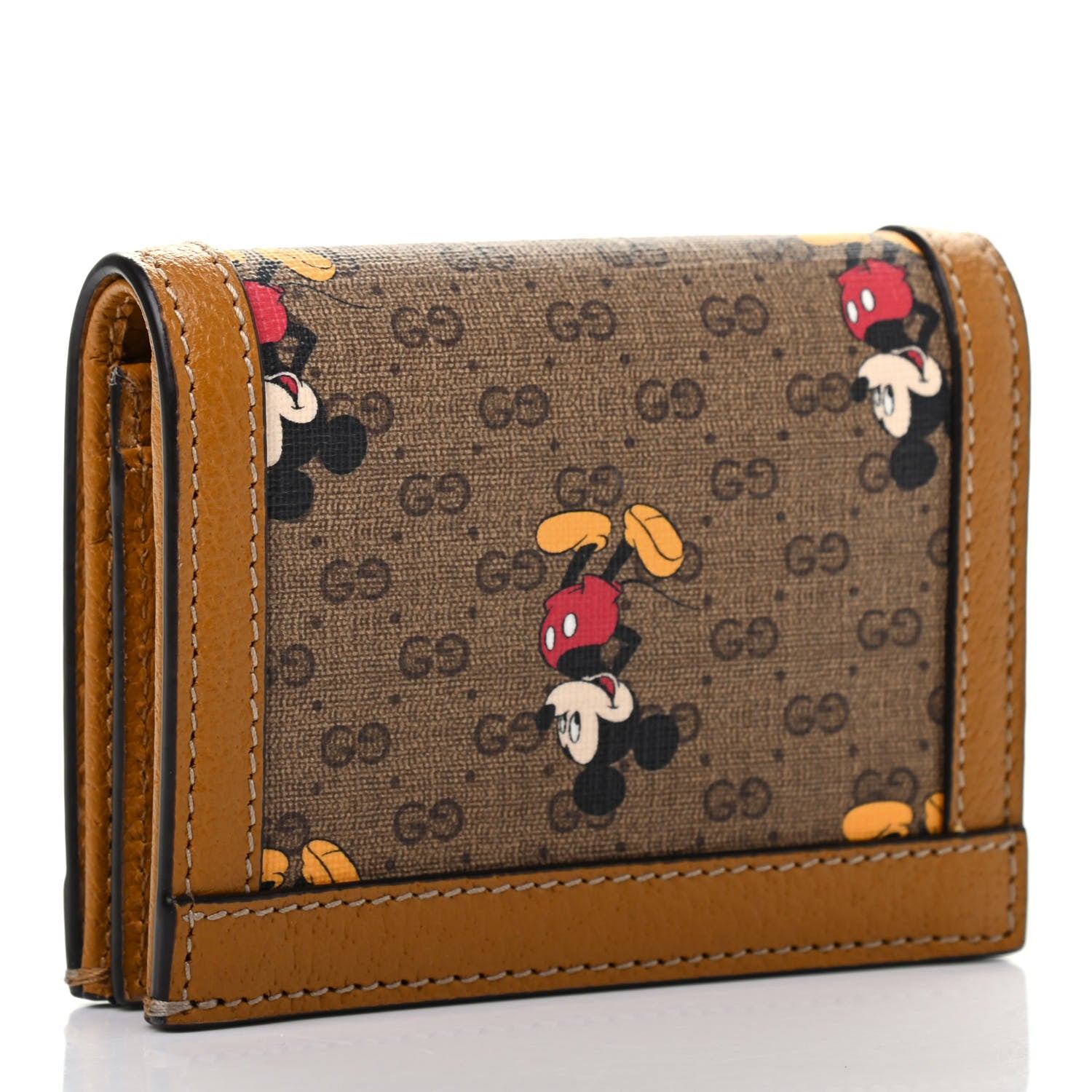 Gucci X DISNEY Mini Vintage GG Supreme Monogram Mickey Mouse Card Holder Wallet Beige Vintage Sun Oil 3 of 7