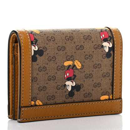 Gucci X DISNEY Mini Vintage GG Supreme Monogram Mickey Mouse Card Holder Wallet Beige Vintage Sun Oil 3 of 7